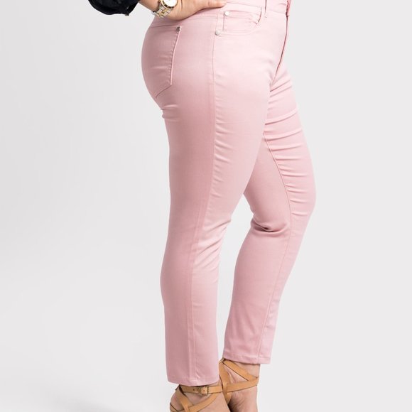 OLGYN Women’s Stretch Pink Plus Size Ankle Pant - Picture 3 of 5